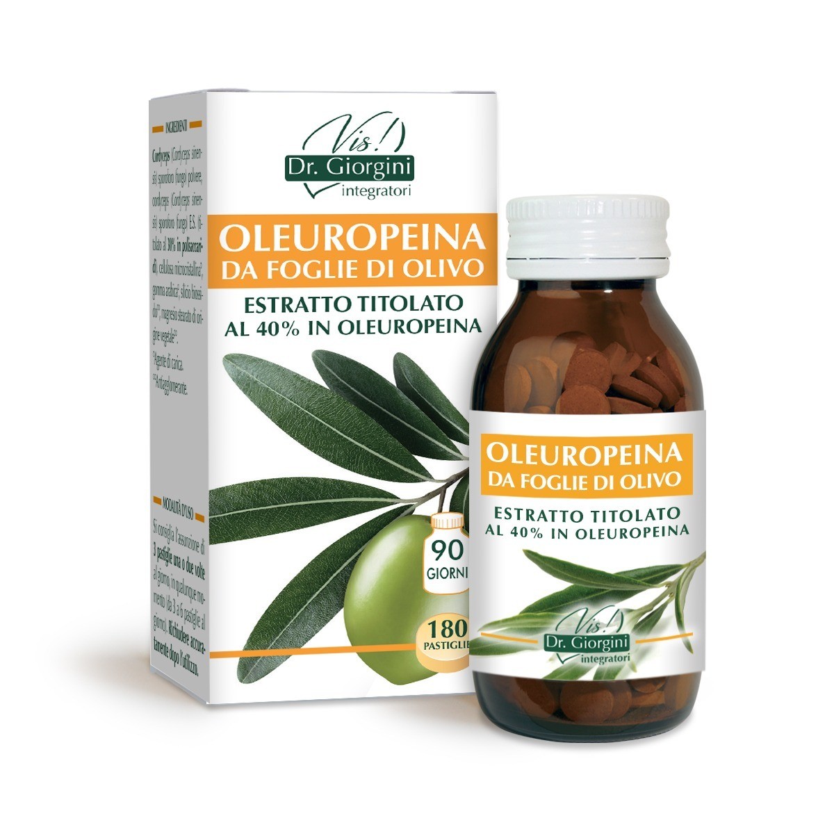 Oleuropeina da foglie di Olivo estratto titolato 180 pastiglie Dr. Giorgini